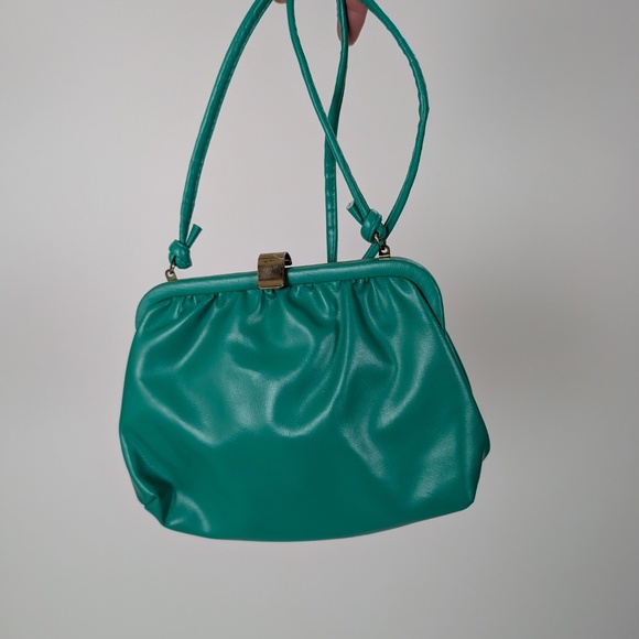 80s Sea-foam Green Handbag Shoulder Crossbody Vintage Clutch Mini Bags Wallet - Picture 2 of 9